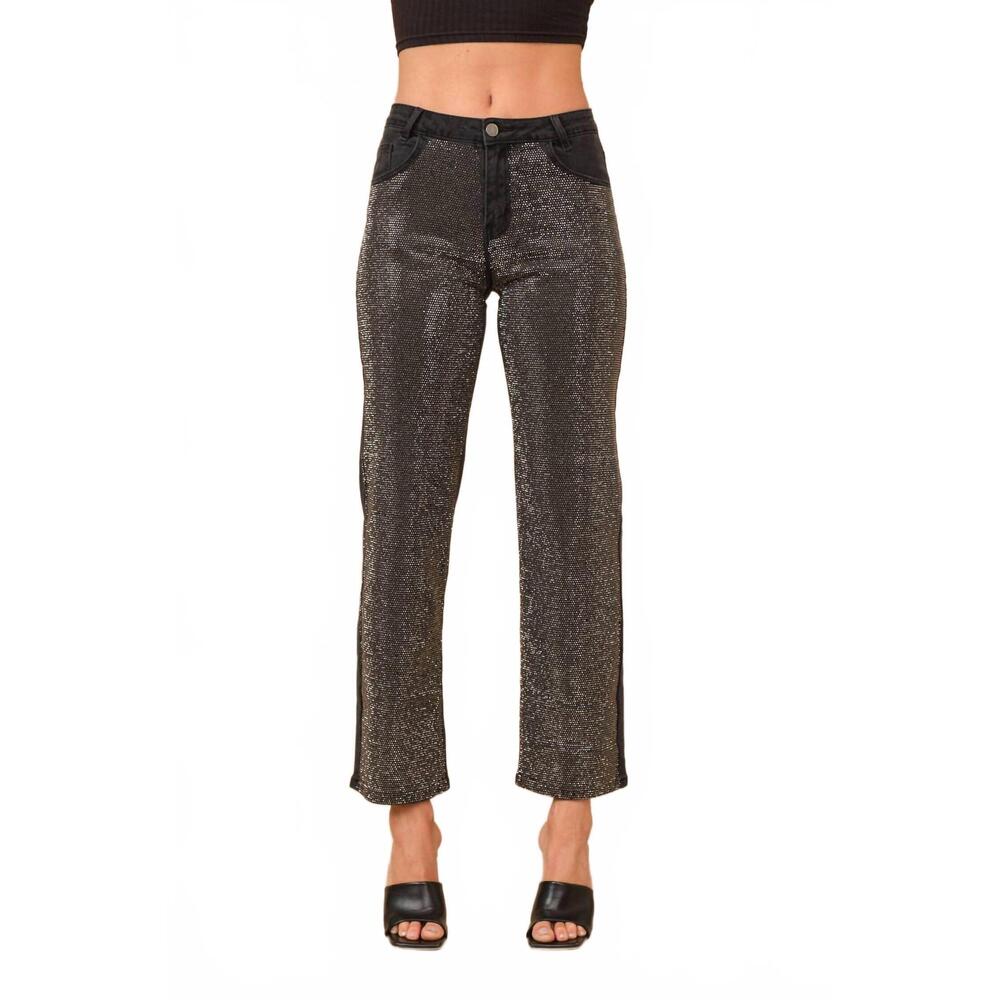 NEW BLUE B night sky rhinestone jeans in black